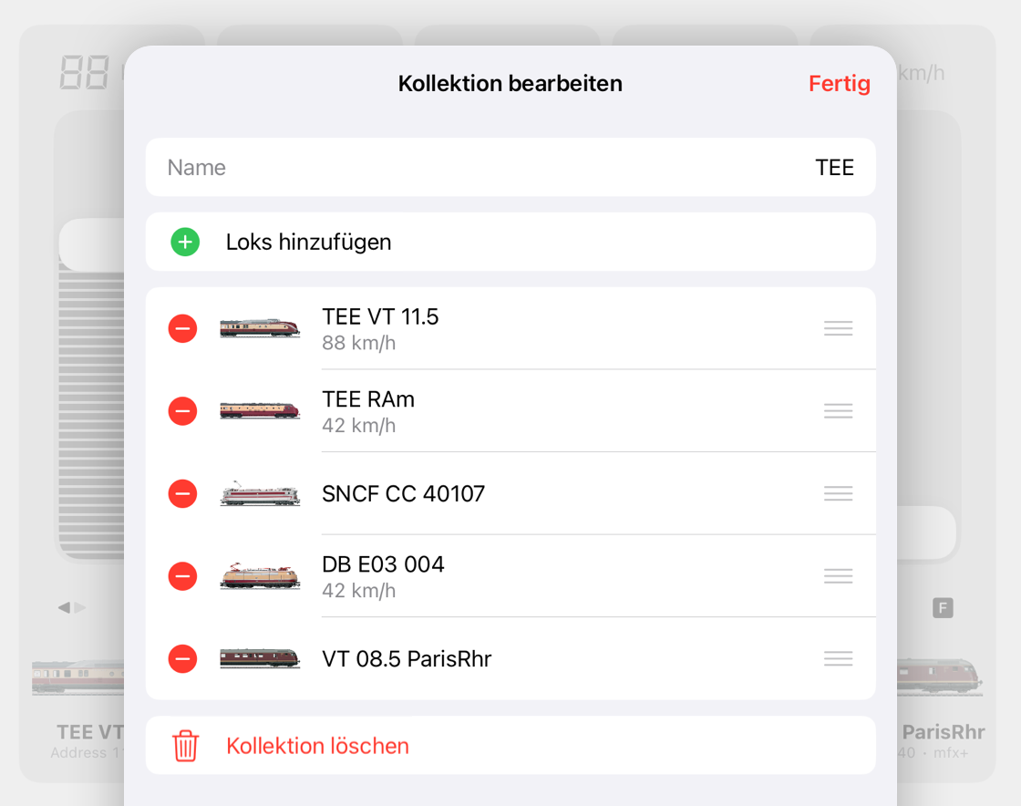 Bearbeiten Sie eine Lok-Sammlung mit RailControl Pro