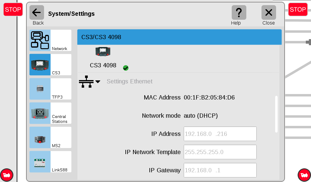 Screenshot of CS3 IP Settings