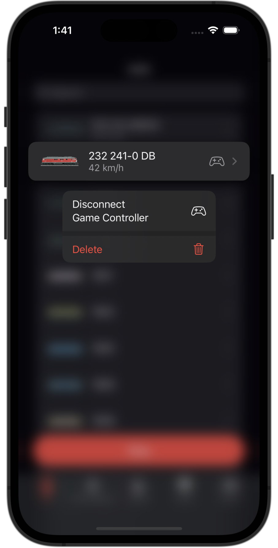 Screenshot of RailControl Pro showing the context menu of a loc