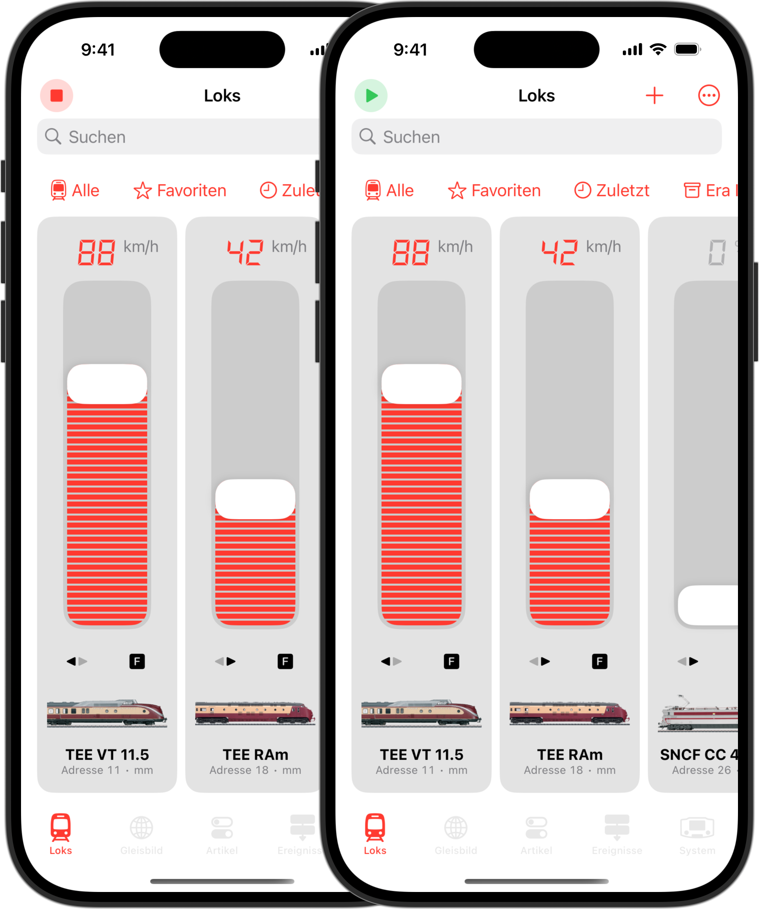 RailControl Pro mit kleine Stopp-Taste.